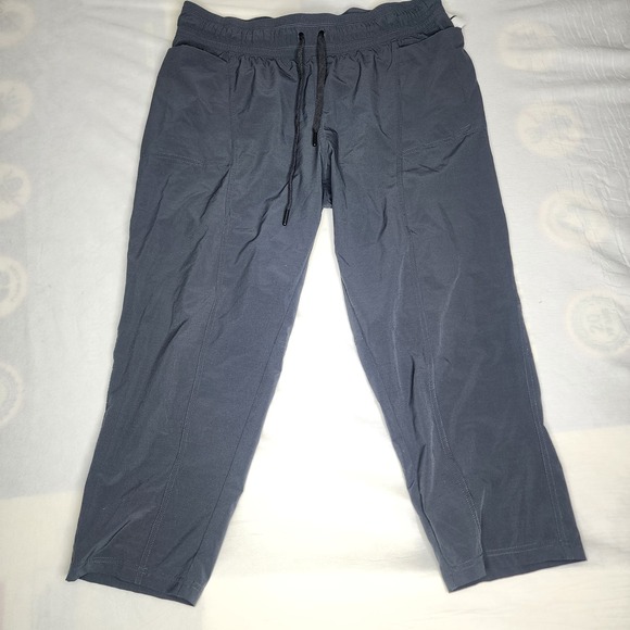 PrAna Breathe‎ Cropped Pants Lounge Drawstring Pockets Casual Comfy Blue Size L - Picture 1 of 6